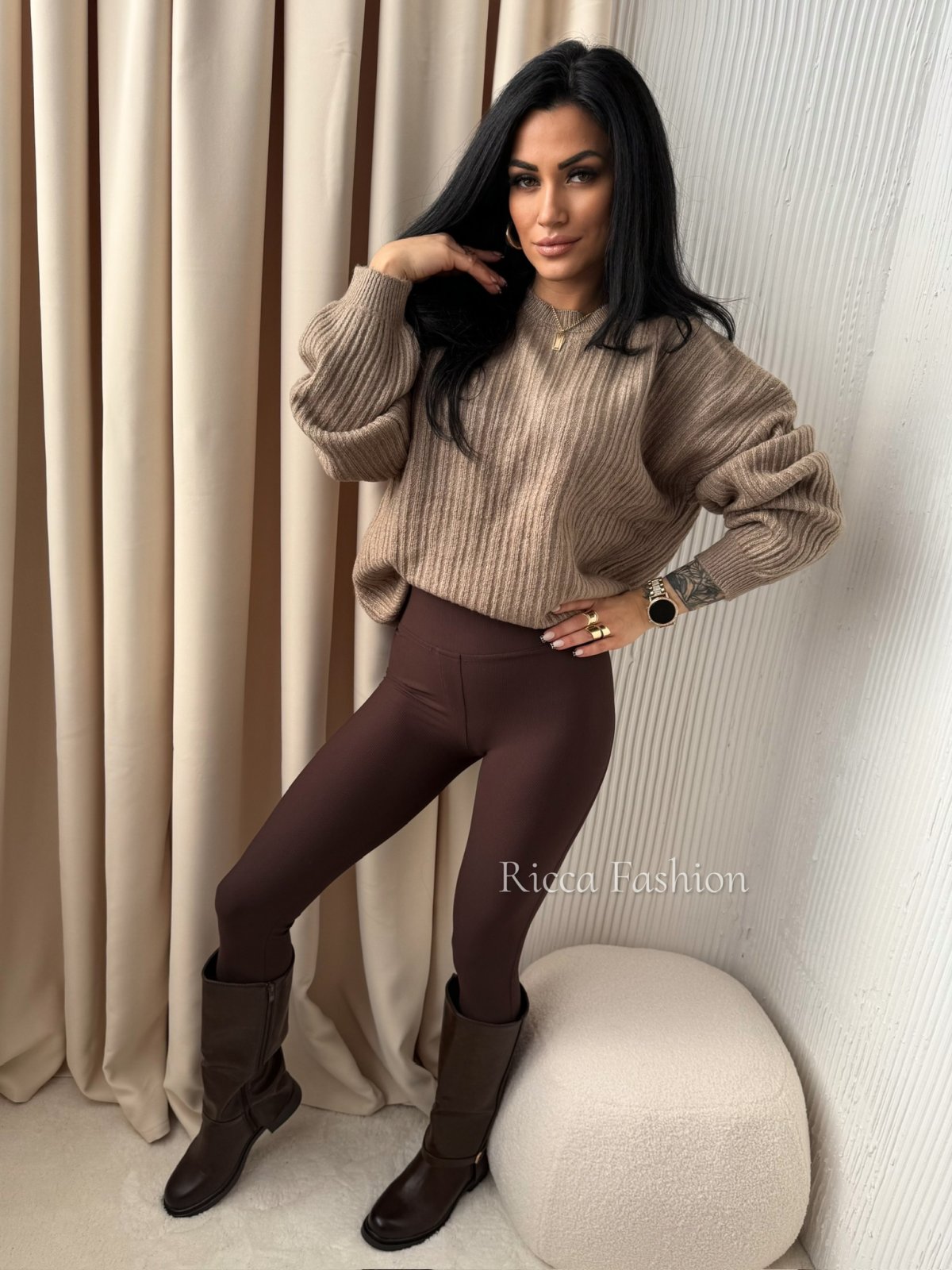 Sweter z moherem LAVELLE, mocca