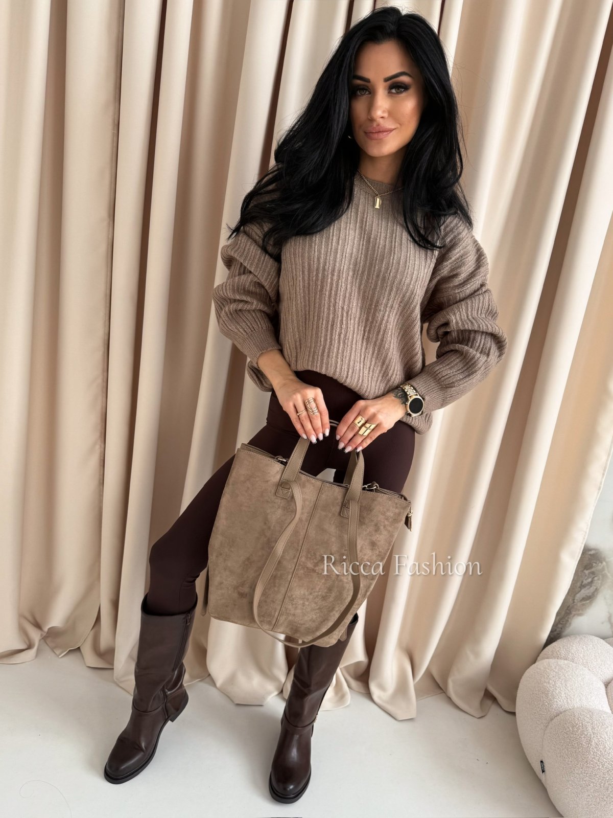 Torebka zamszowa ANIELLA, cappuccino