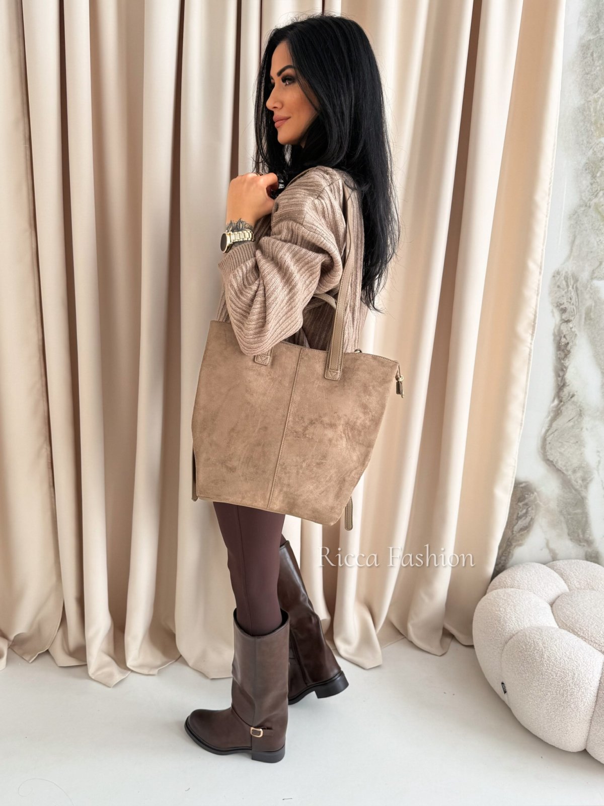 Torebka zamszowa ANIELLA, cappuccino