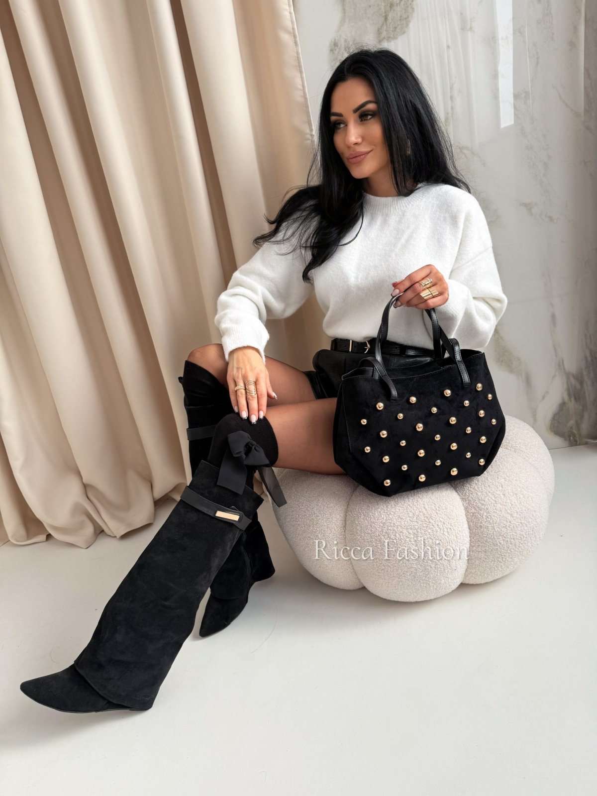 Torebka zamszowa ROCKY, black