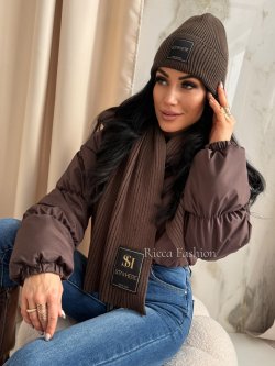 Komplet czapka+szalik STAY COZY, milk chocolate