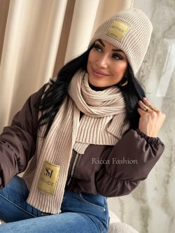 Komplet czapka+szalik STAY COZY, beige