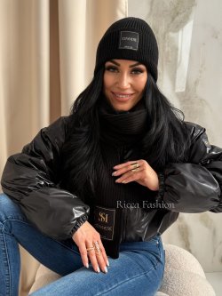 Komplet czapka+szalik STAY COZY, black