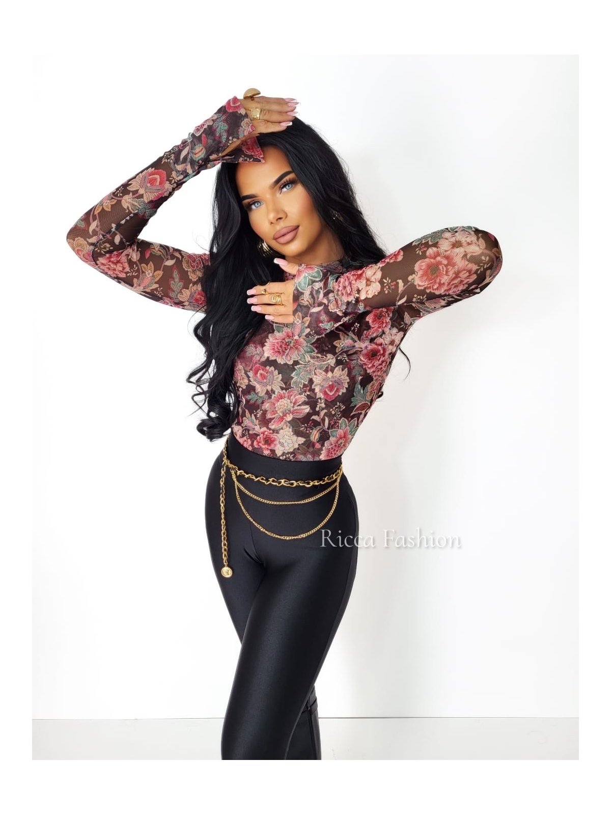 Bluzka siateczkowa BEATRIZ, chocolate/coral