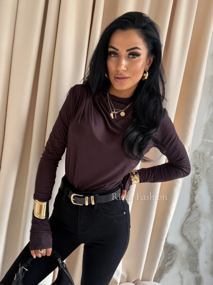 Bluzka z półgolfem SANNA, chocolate