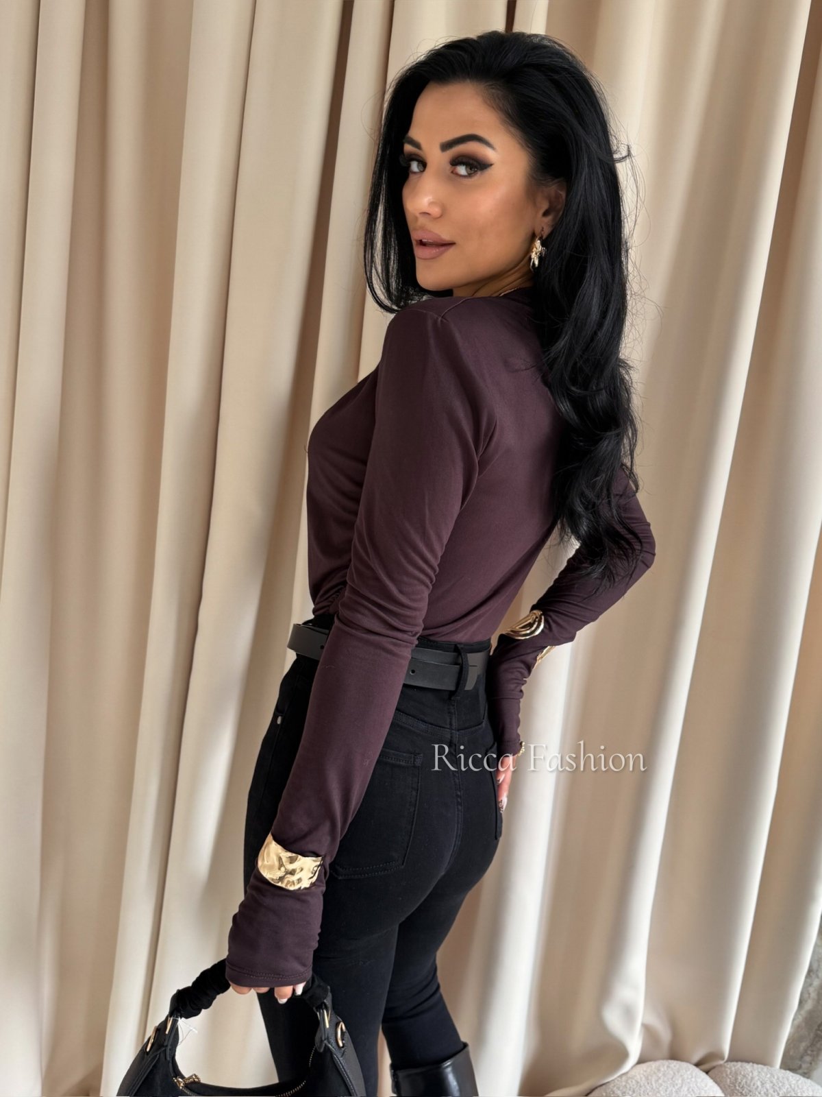 Bluzka z półgolfem SANNA, chocolate