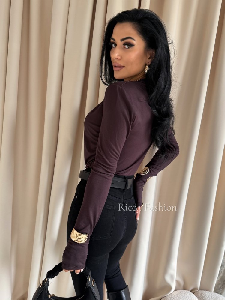 Bluzka z półgolfem SANNA, chocolate