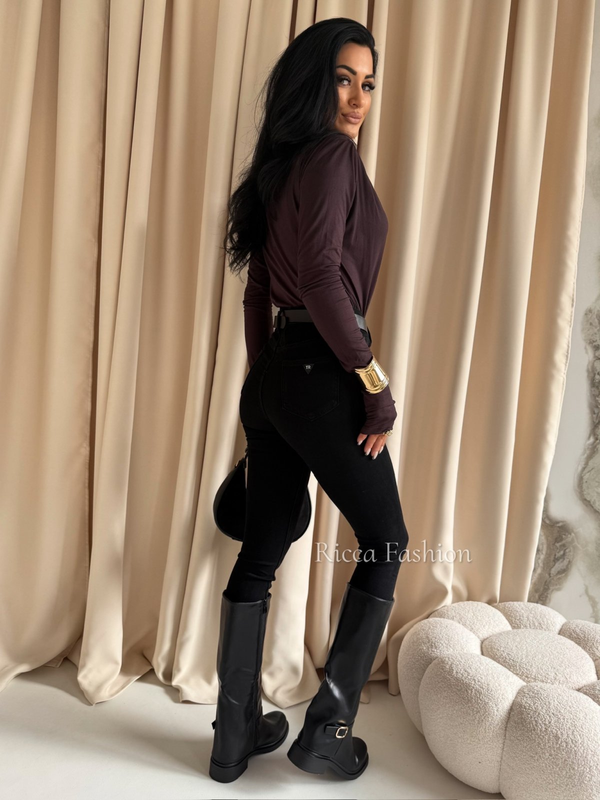 Bluzka z półgolfem SANNA, chocolate