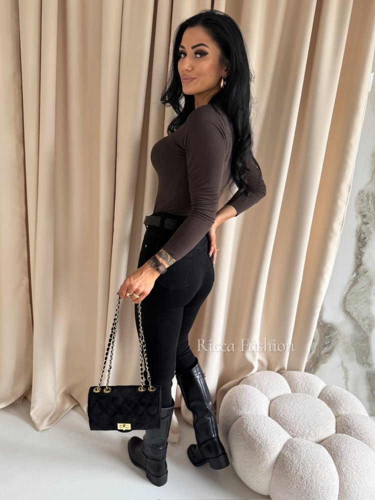 Bluzka mgiełka z kaszmirem MIRELLE, chocolate