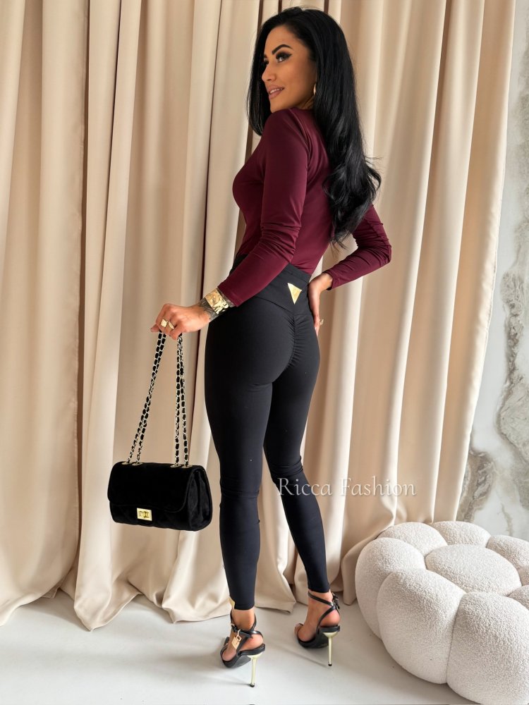 Legginsy prążkowane ROMANO, black