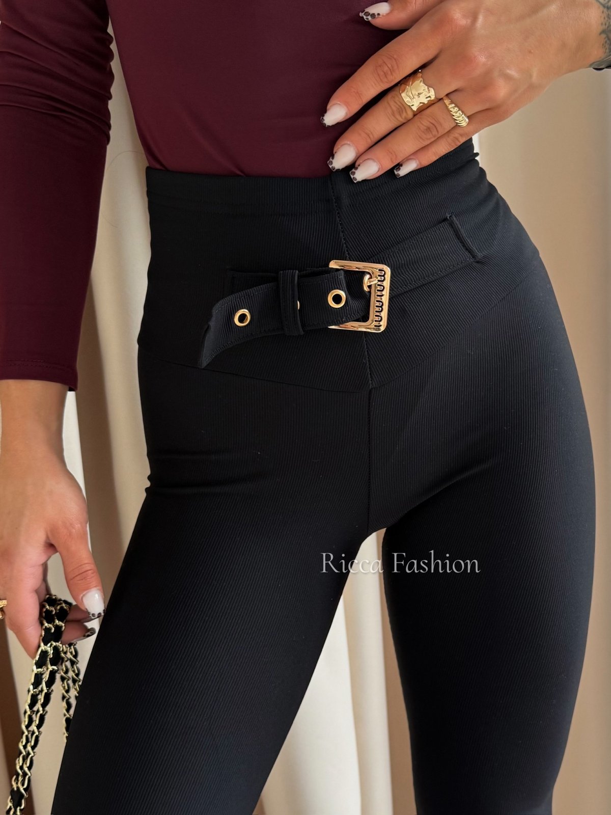 Legginsy prążkowane ROMANO, black