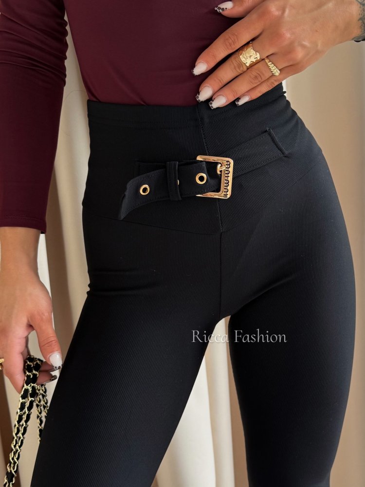 Legginsy prążkowane ROMANO, black