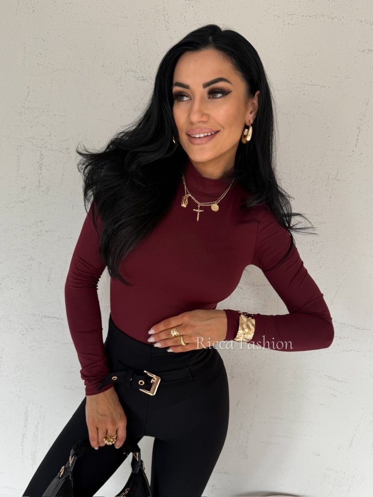 Body z półgolfem ELINE, bordo