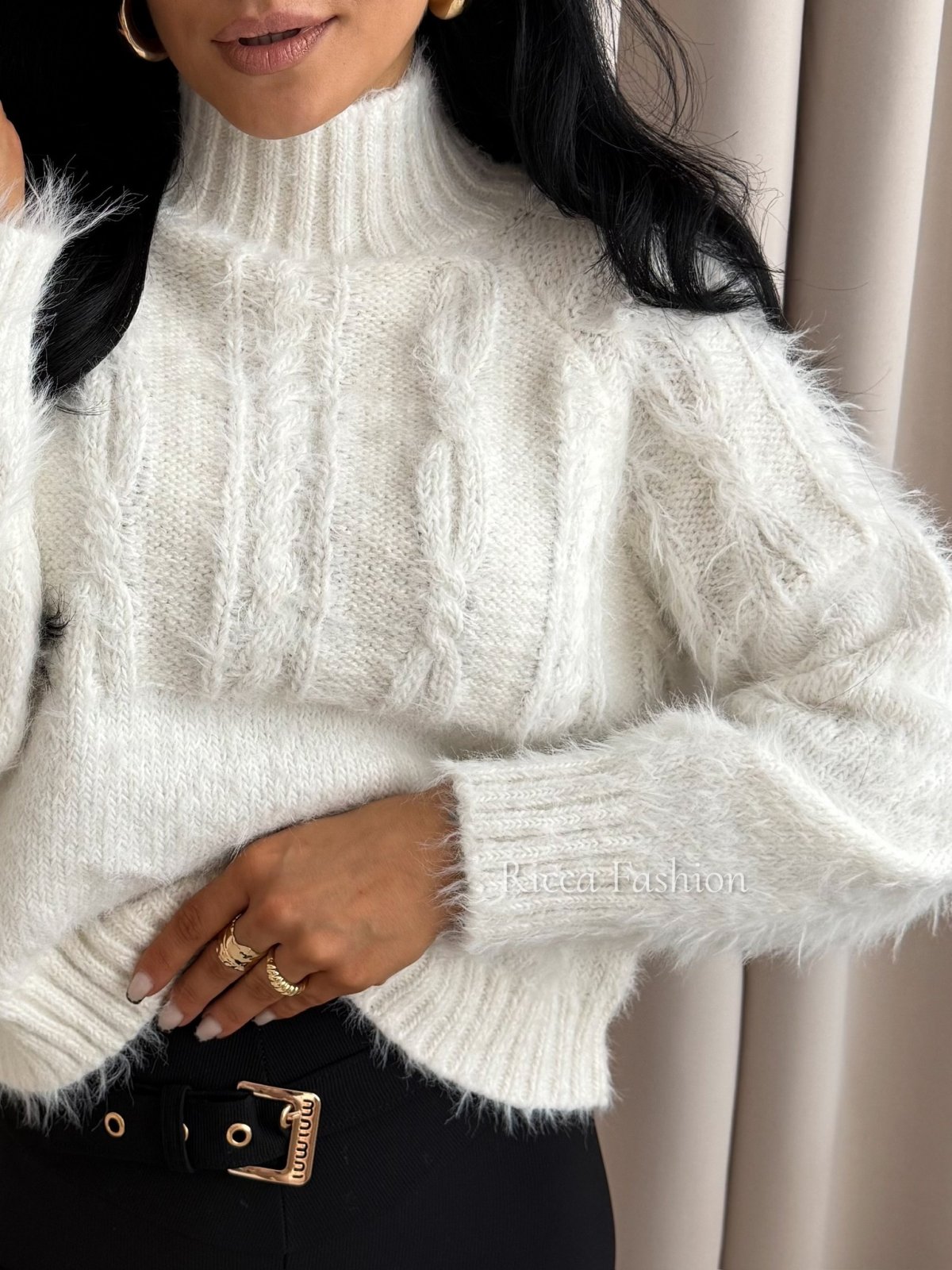 Sweter/półgolf DIONNE, ecru