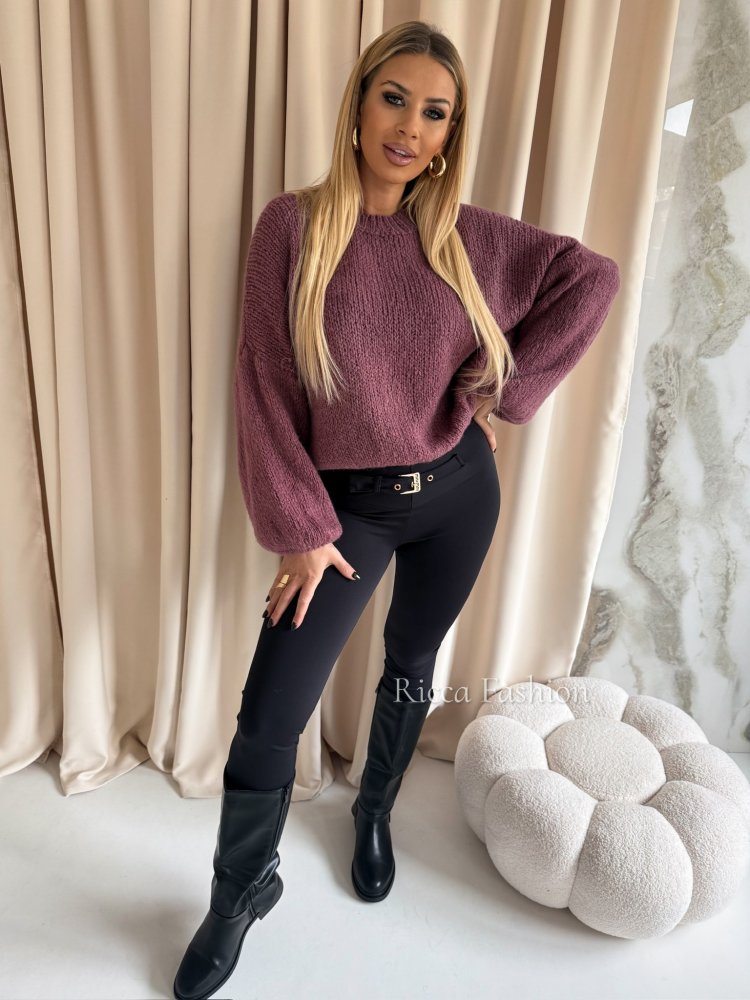 Sweterek z wełną ALMO, antique pink