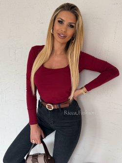 Bluzka bawełniana LARINA, bordo