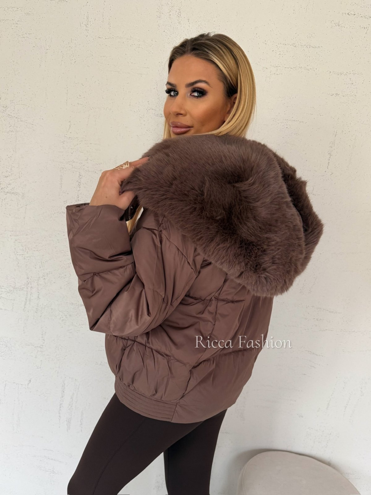 Kurtka zimowa pikowana WINTERRO, chocolate