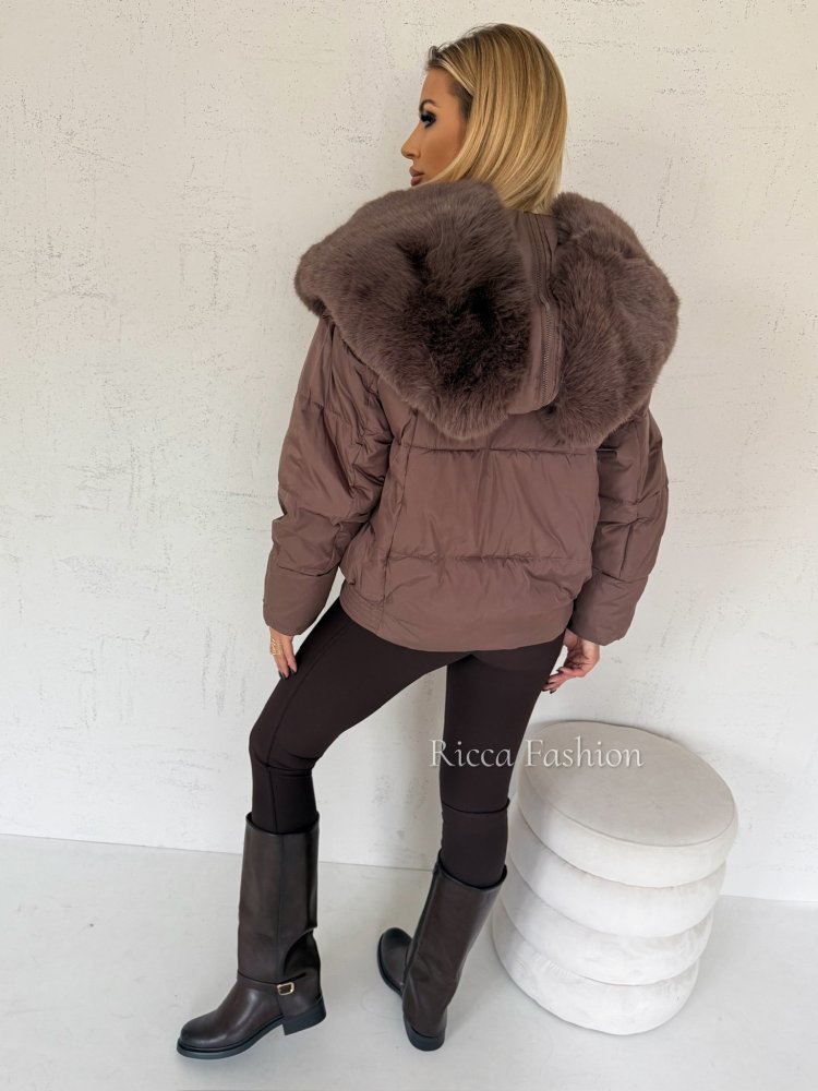 Kurtka zimowa pikowana WINTERRO, chocolate