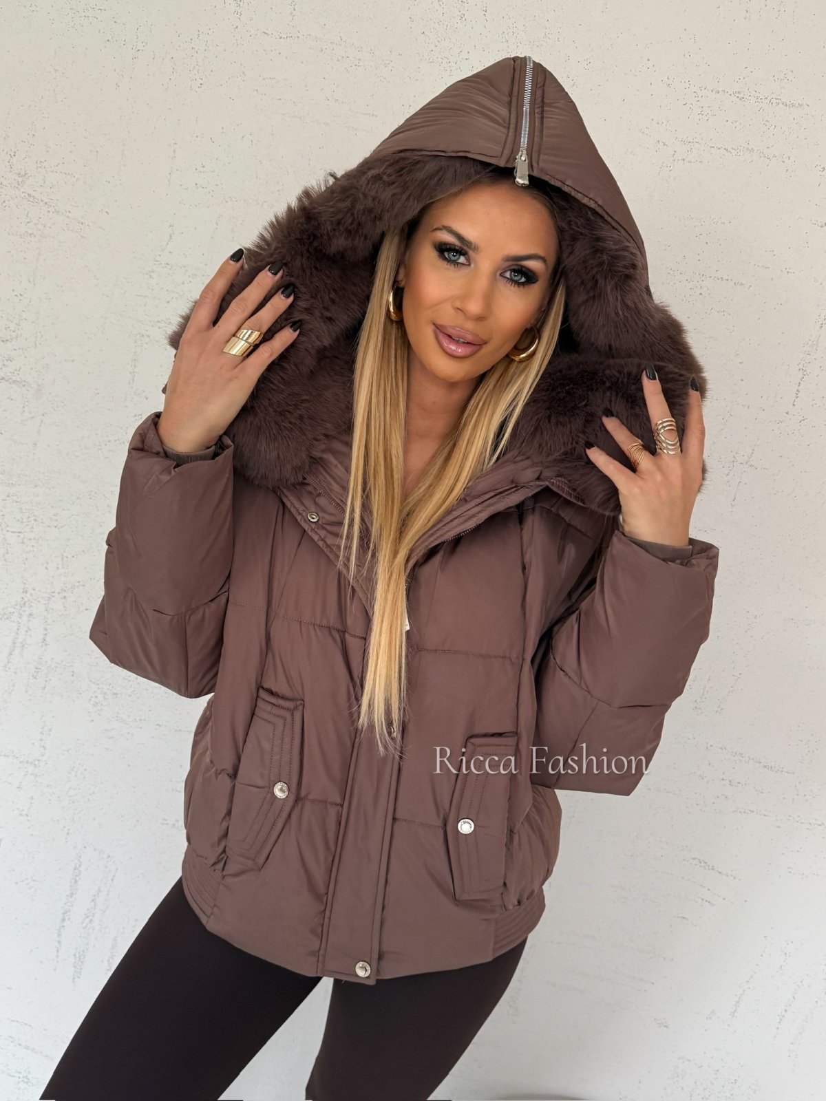 Kurtka zimowa pikowana WINTERRO, chocolate