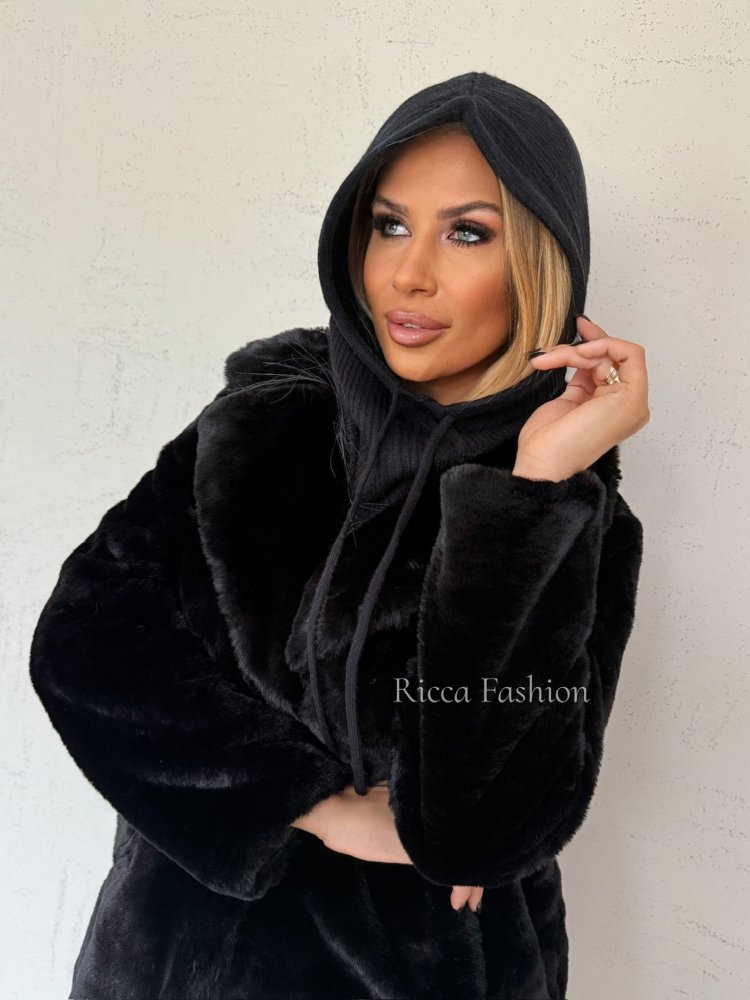 Balaclava/kaptur z wełną, black