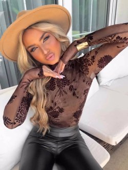 Bluzka SKIN transparent, flock/czekolada