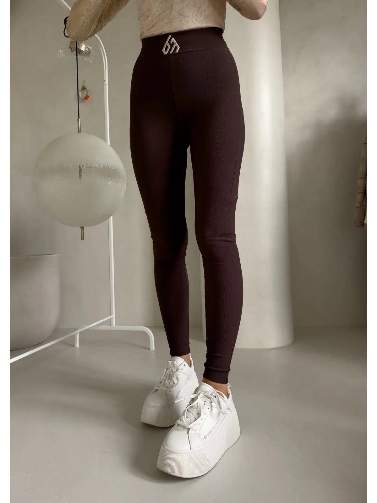 Legginsy FIT logo, czekolada