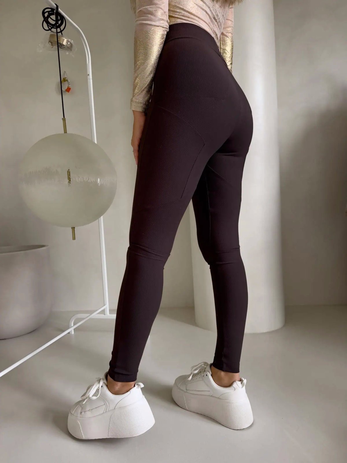 Legginsy FIT logo, czekolada