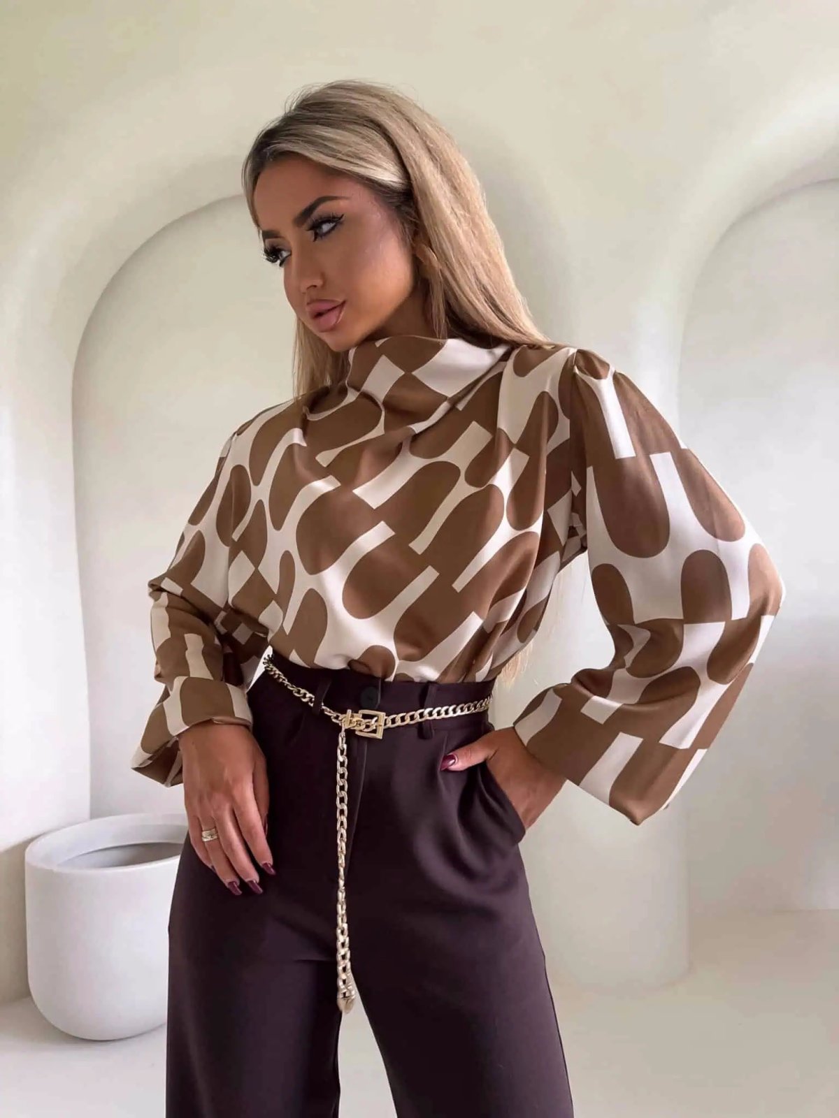 Bluzka LIVIA, print/beż