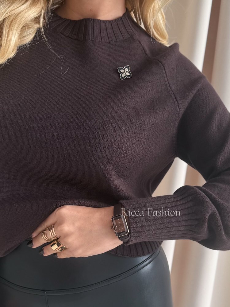 Sweter z wiskozą LOSTI, chocolate