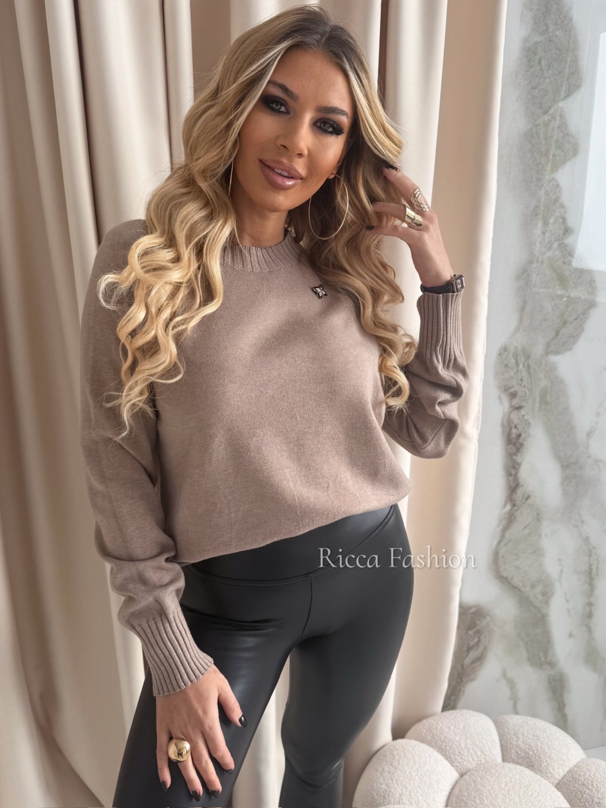 Sweter z wiskozą LOSTI, mocca