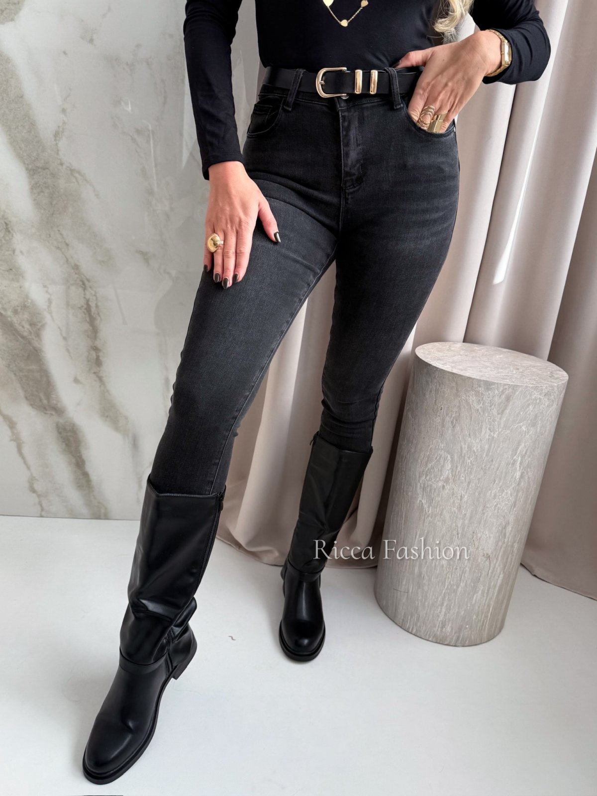 Spodnie skinny jeans SLIMMI, black