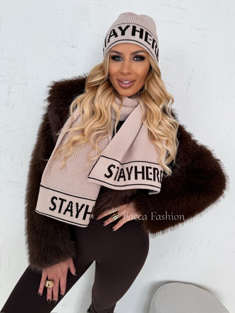 Komplet czapka+szalik CORRINE, beige