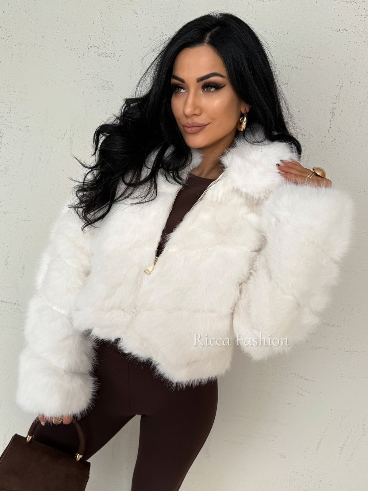 Kurtka/futerko z kołnierzem FOXY, ecru