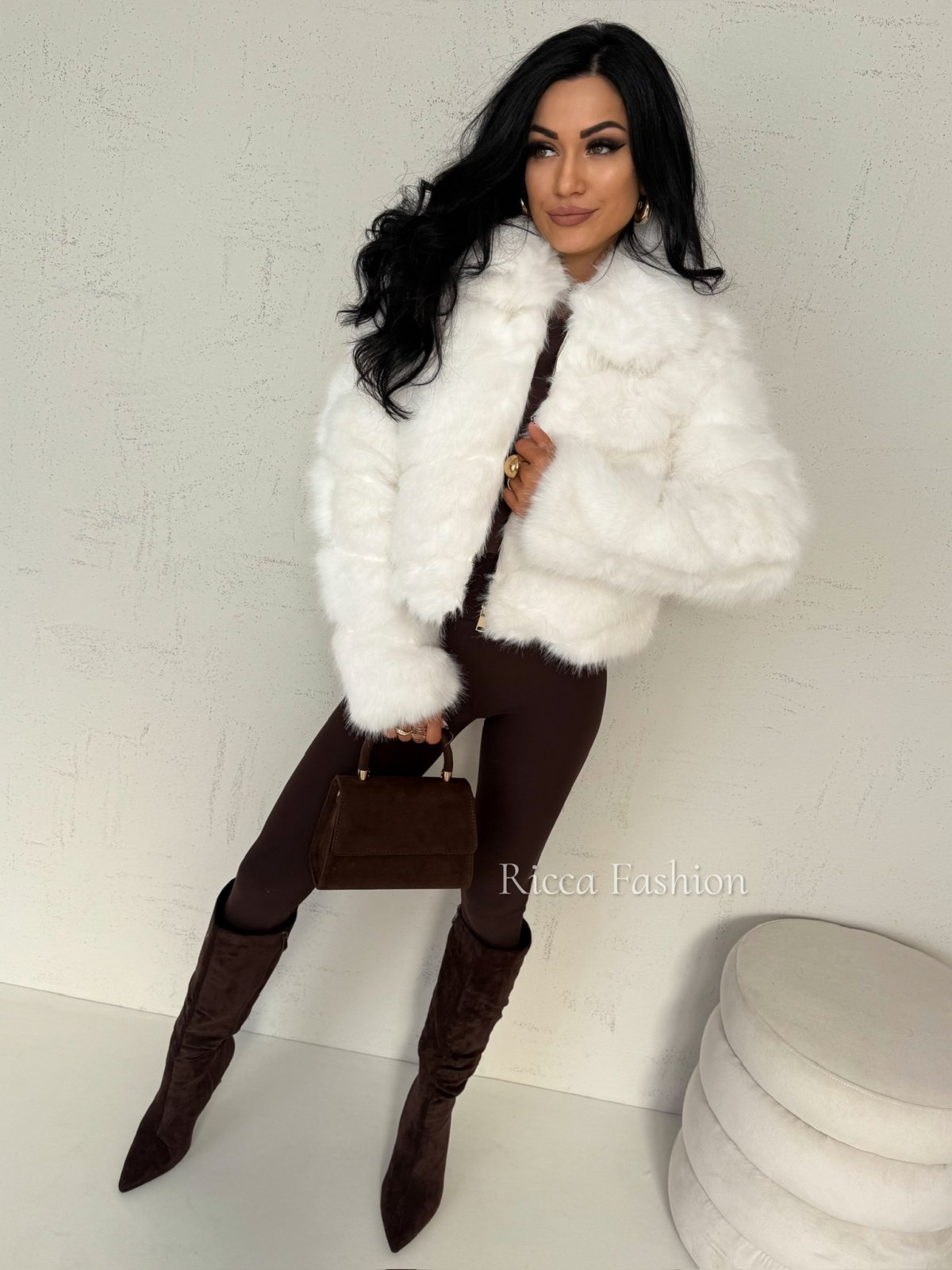 Kurtka/futerko z kołnierzem FOXY, ecru