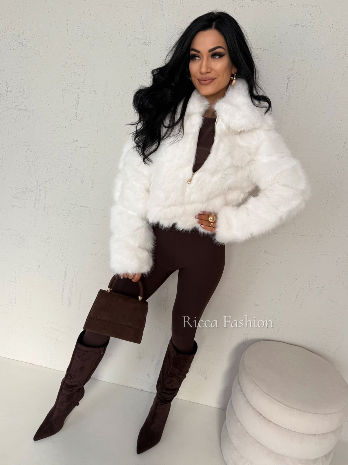 Kurtka/futerko z kołnierzem FOXY, ecru