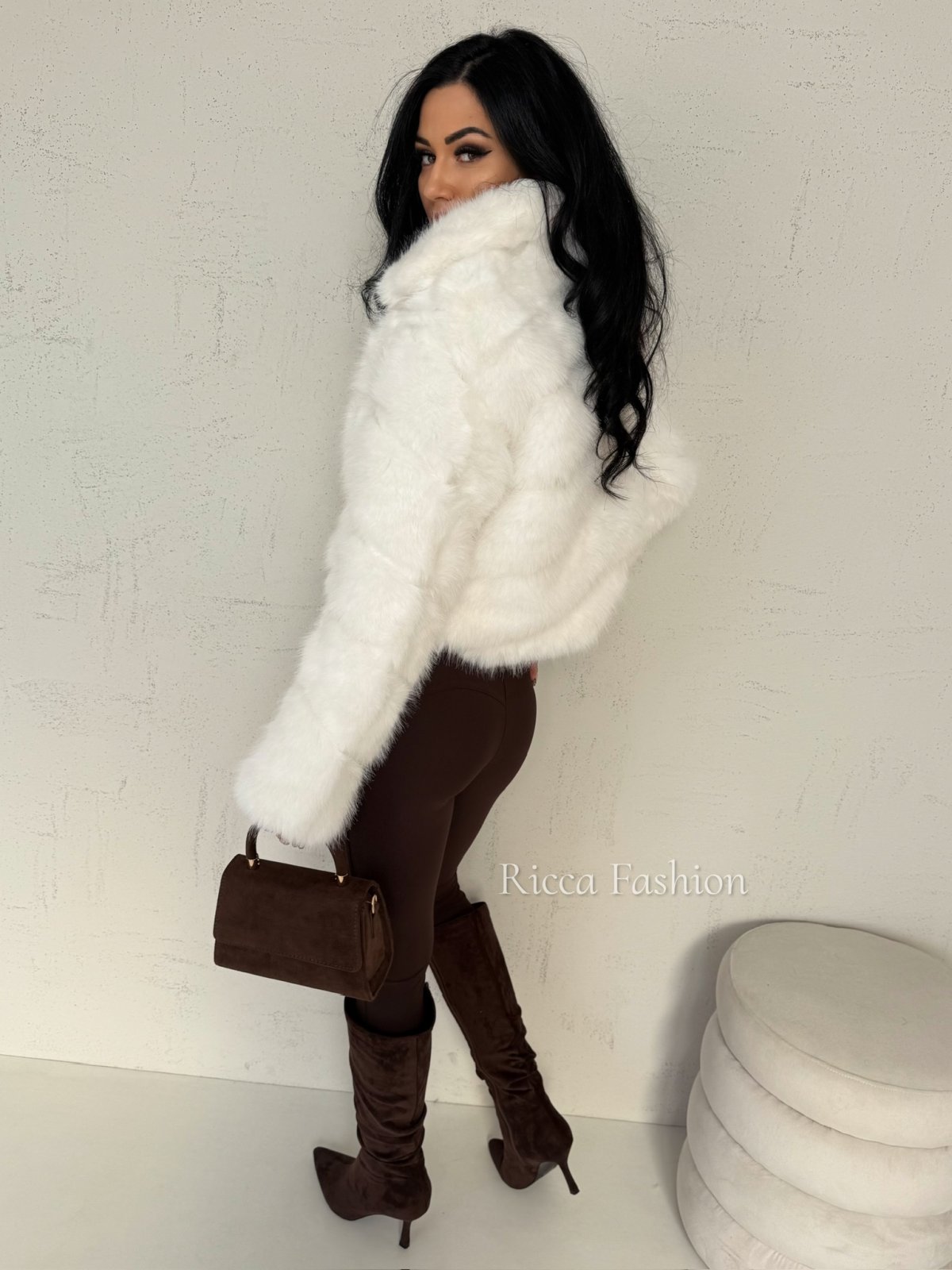 Kurtka/futerko z kołnierzem FOXY, ecru