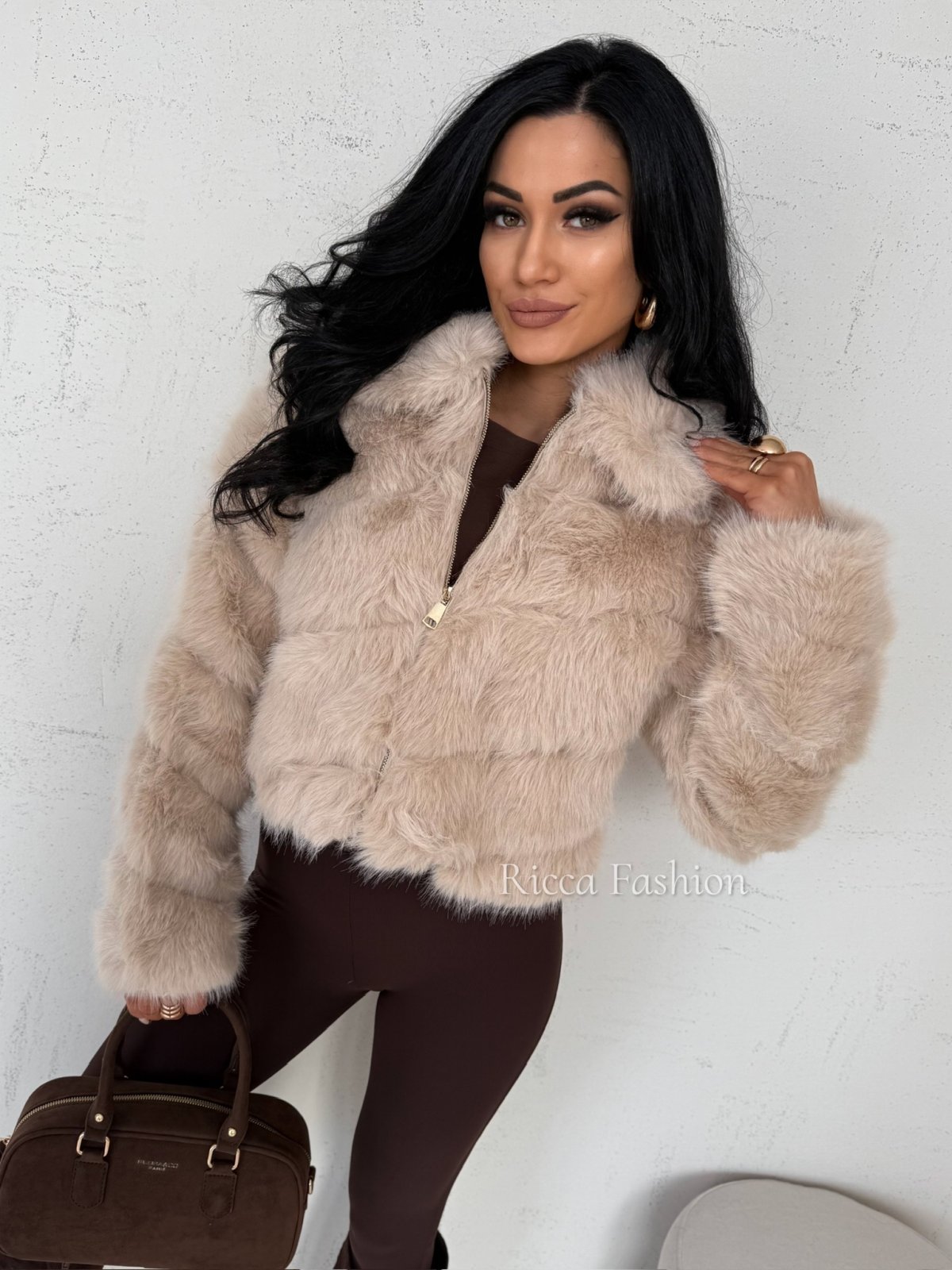 Kurtka/futerko z kołnierzem FOXY, beige