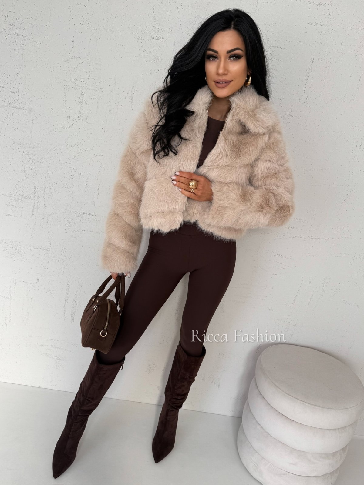 Kurtka/futerko z kołnierzem FOXY, beige