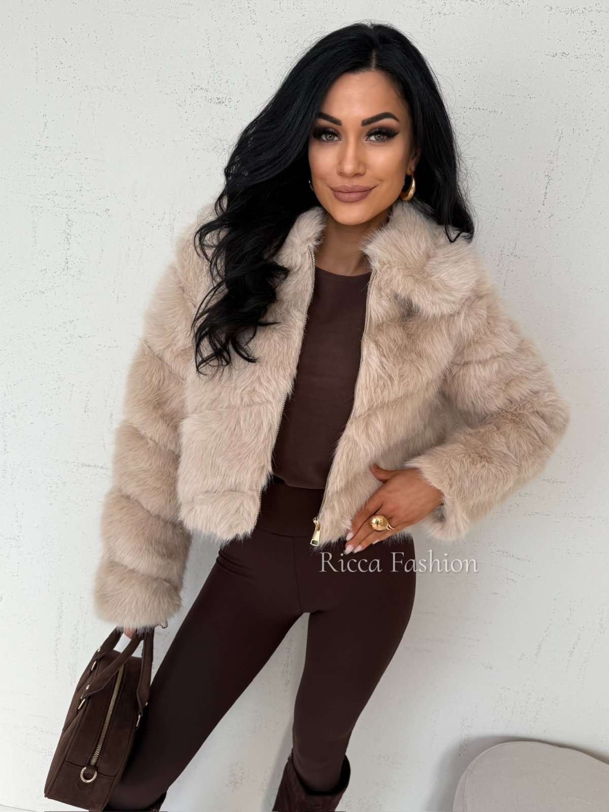 Kurtka/futerko z kołnierzem FOXY, beige