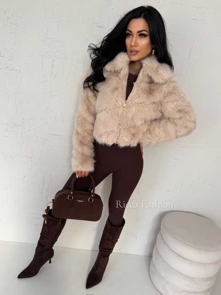 Kurtka/futerko z kołnierzem FOXY, beige