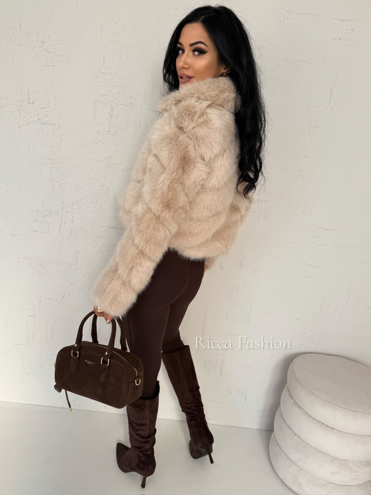 Kurtka/futerko z kołnierzem FOXY, beige