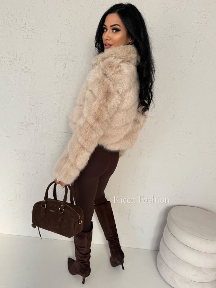 Kurtka/futerko z kołnierzem FOXY, beige