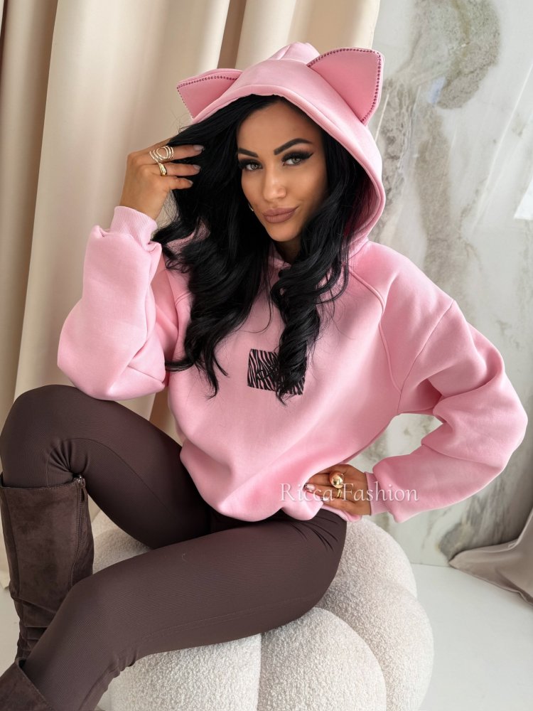 Bluza dresowa CAT VIBES, sweet pink