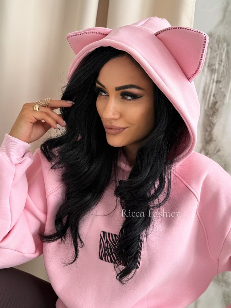 Bluza dresowa CAT VIBES, sweet pink