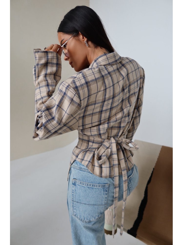 Koszula w kratę RANCH, beż