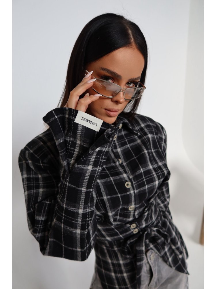 Koszula w kratę RANCH, czarna