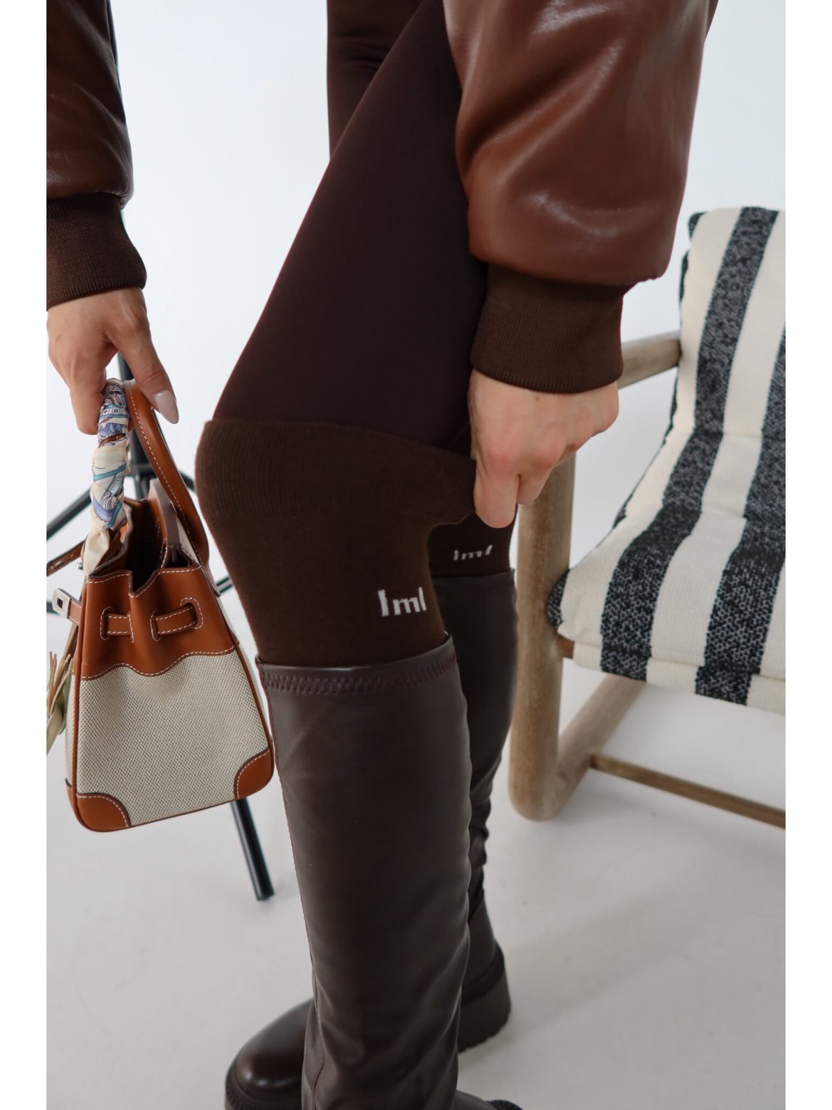 Zakolanówki GEAR, czekolada