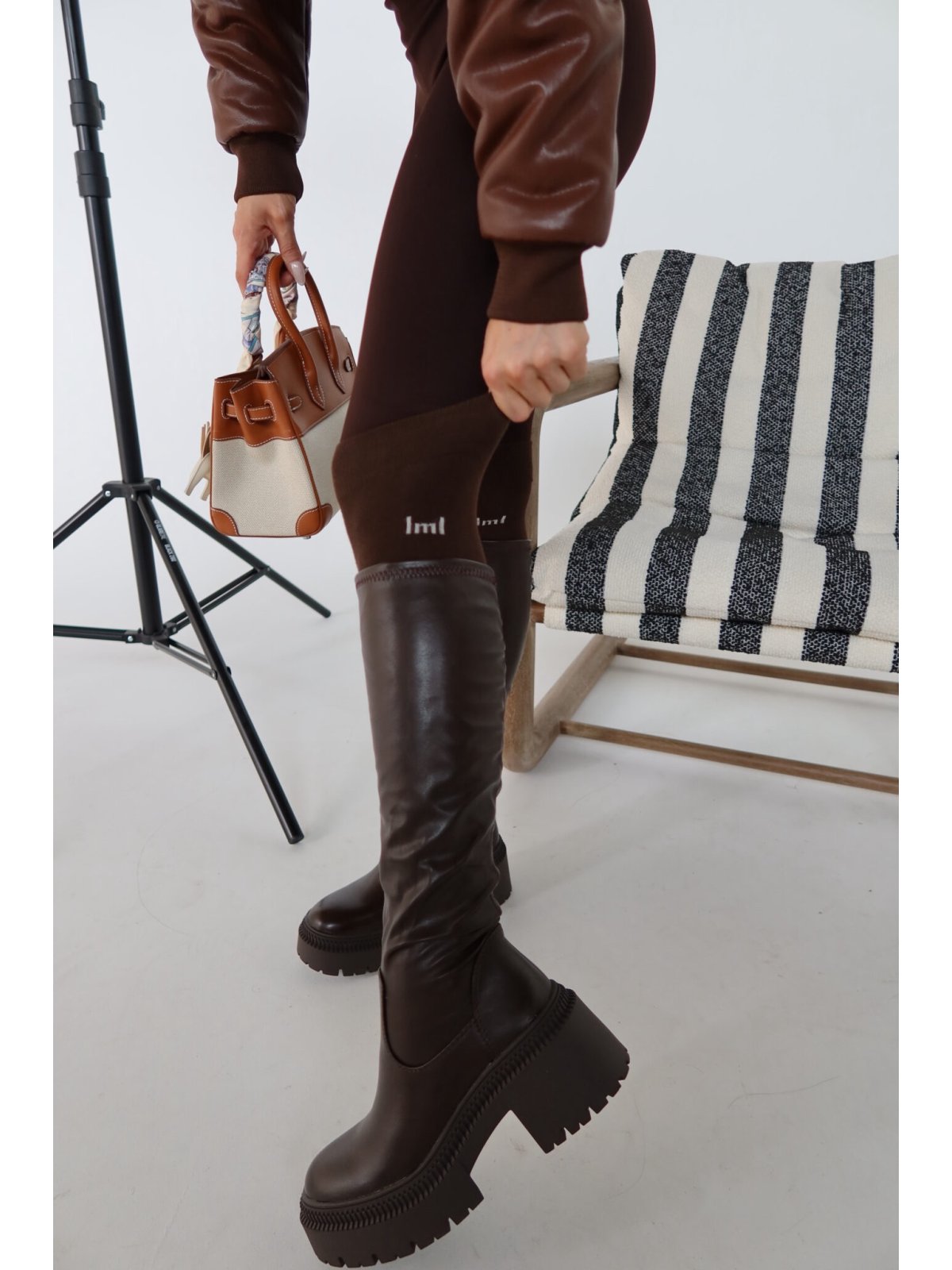 Zakolanówki GEAR, czekolada