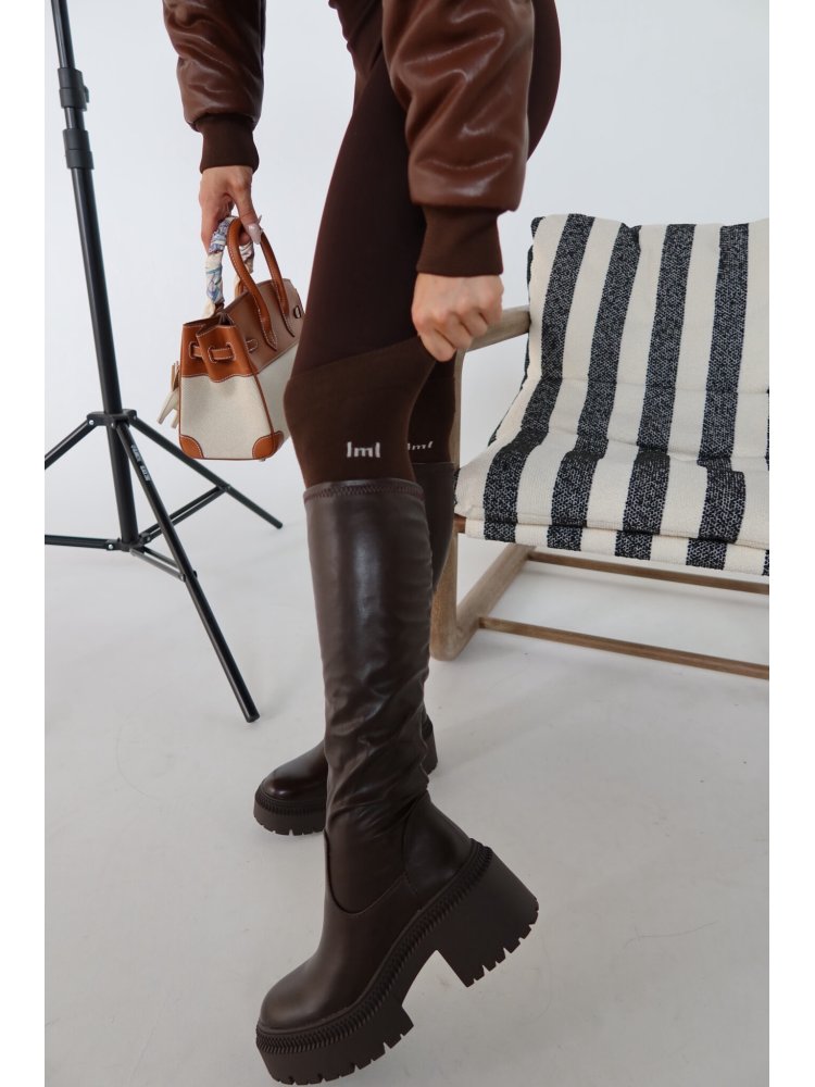 Zakolanówki GEAR, czekolada