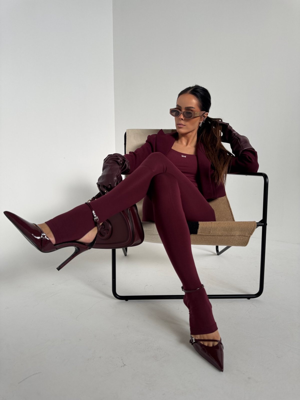 Legginsy HIDDEN, bordo